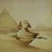 Head of the Great Sphinx and the Pyramids of Giza